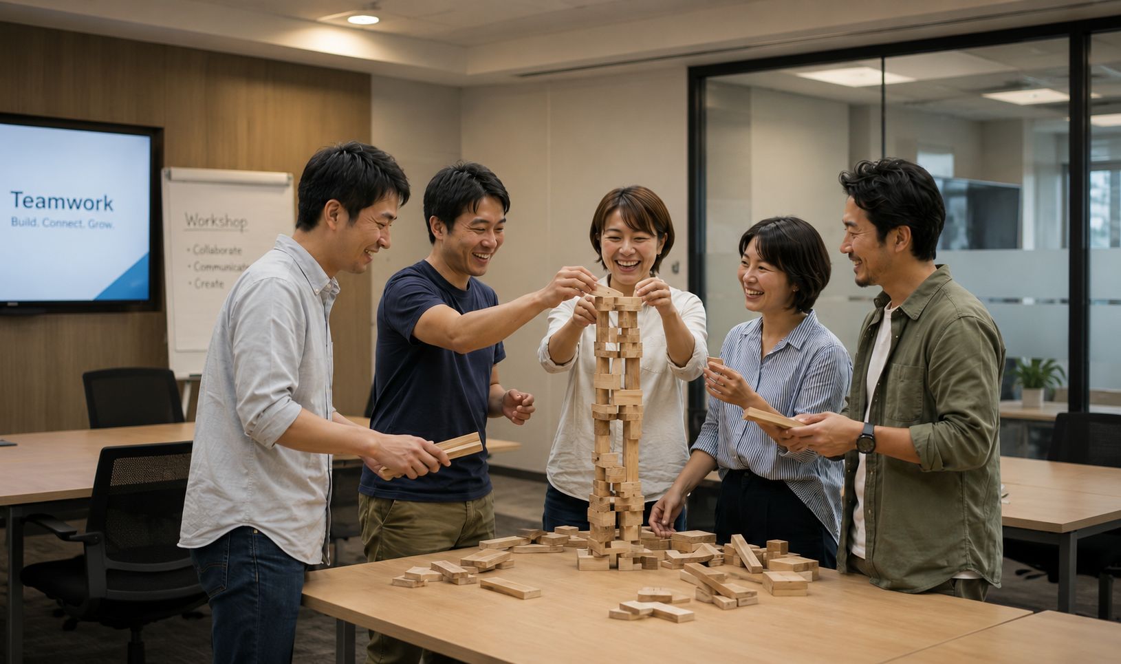 チーム力向上研修（自然木を用いたチームビルディングワーク）
